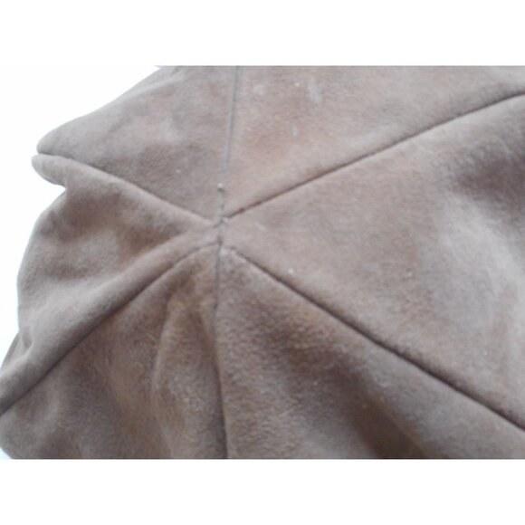 Brown Suede Leather Beret Hat One Size - Picture 5 of 6